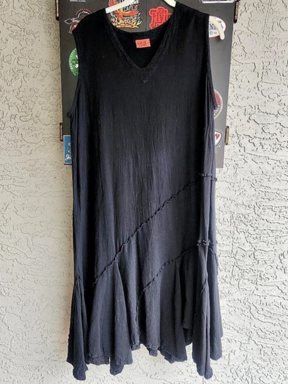 Oh My Gauze Dress Size 3 Black 100% Cotton Gauze Asymmetric Tiered Lagenlook XXL